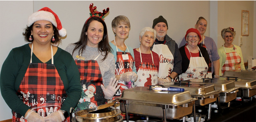 photo of December holiday lunch servers